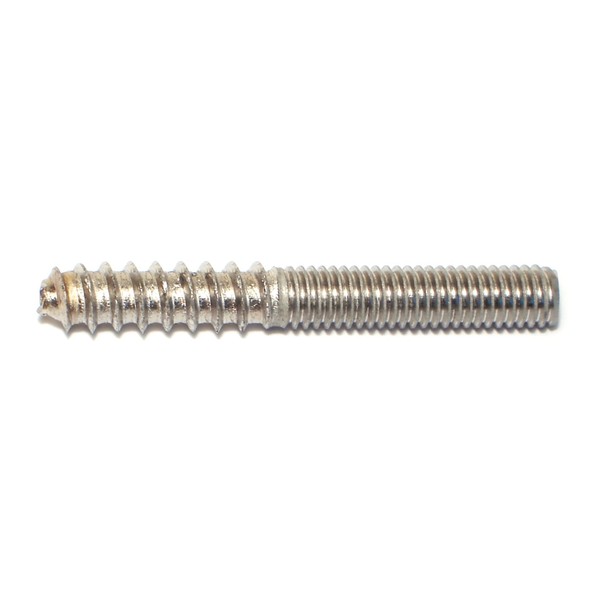 Midwest Fastener Hanger Bolt, 3/8 in Thread to 3/8"-16 Thread, 3 in, 18-8 Stainless Steel, Plain Finish, 8 PK 71106